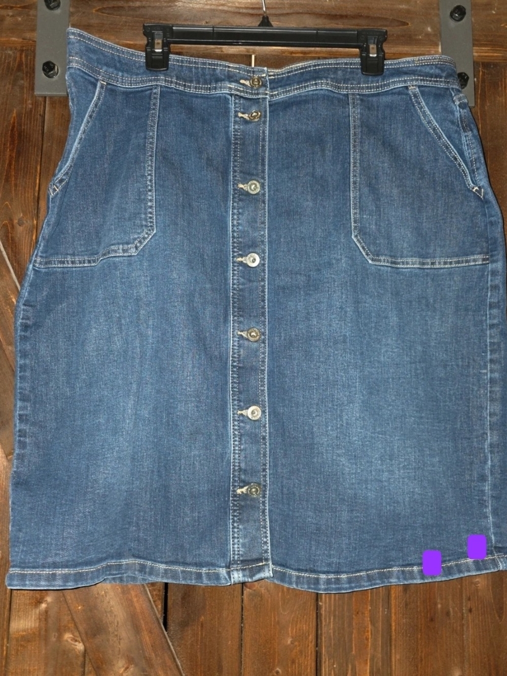 Liz Claiborne Button-Front Denim A-Line Skirt - Blue